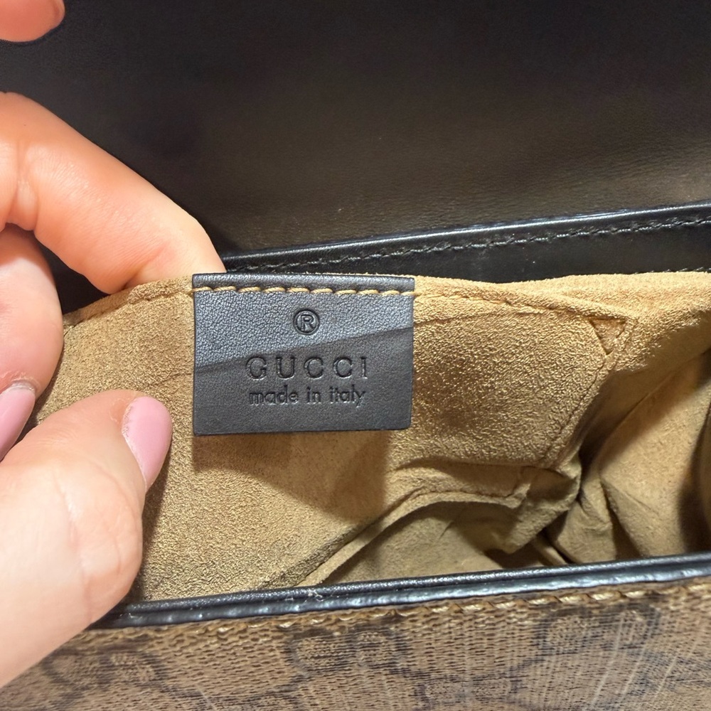 Gucci GG Monogram Black/Tan Padlock Bag - Picture 11 of 12